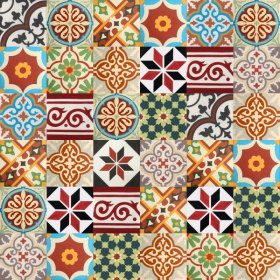 Patchwork cement tiles - shades of red