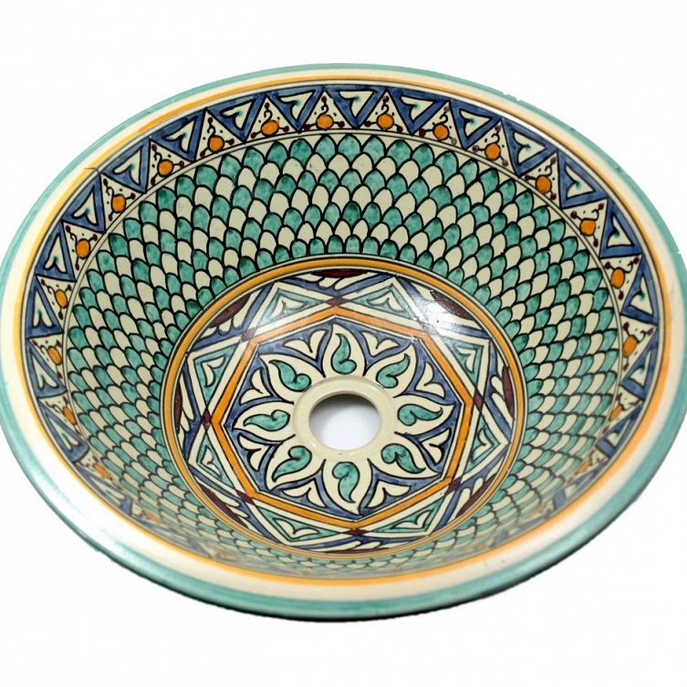 Taza Hand Painted Moroccan Design Sink